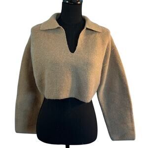 Oak + Fort Pullover Sweater Pullover Sweater Cropped Drop Shoulder XS S